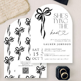 Black Bow Ze bindt de knoop QR-Vrijgezellenfeest Kaart