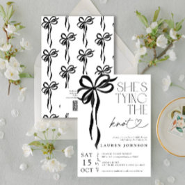 Black Bow Ze bindt de knoop QR-Vrijgezellenfeest Kaart