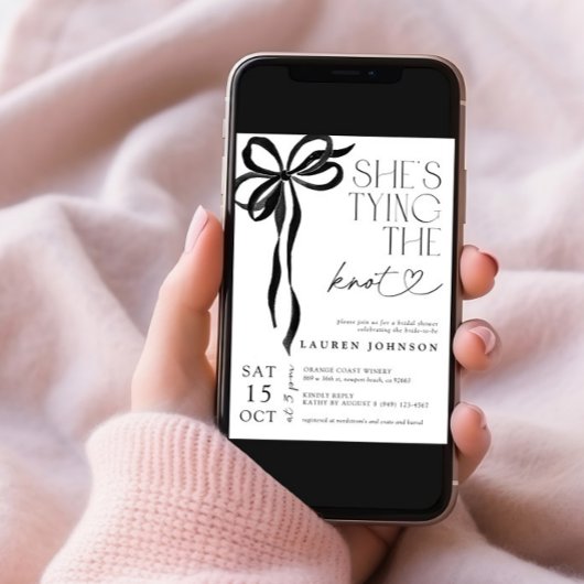 Black Bow Ze bindt de knoop QR-Vrijgezellenfeest Kaart