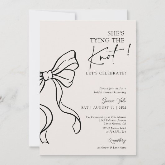 Black Bow Ze bindt de knoop Schattige Vrijgezellen Kaart (Voorkant)