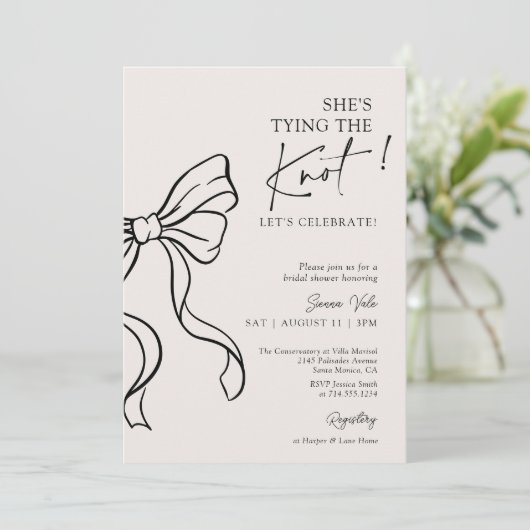 Black Bow Ze bindt de knoop Schattige Vrijgezellen Kaart (Staand voorkant)