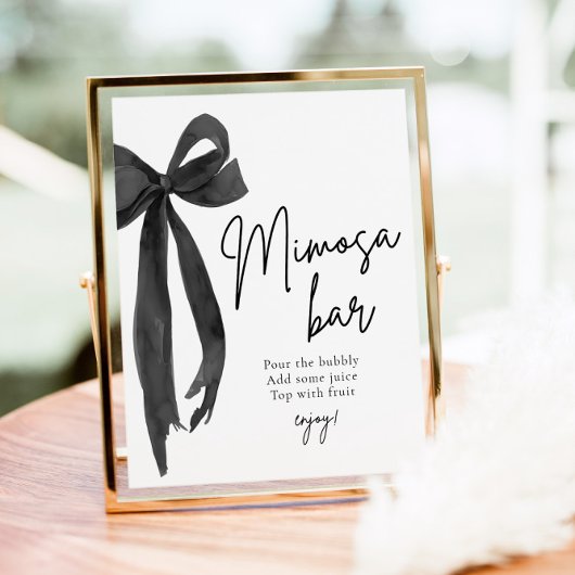 Black Bow Ze bindt de Mimosa-knoop aan Bar Sign Poster