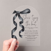 Black Bow Ze bindt het knoop Vrijgezellenfeest Acryl Uitnodigingen (Insitu (Draagbaar))