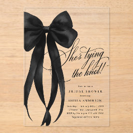 Black Bow Ze bindt het knoop Vrijgezellenfeest Acryl Uitnodigingen