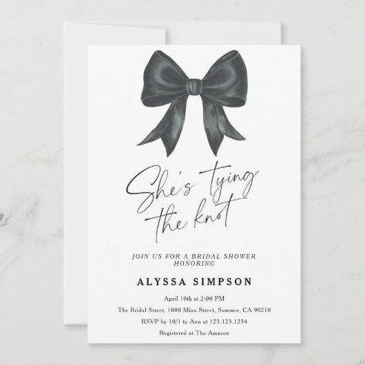 Black Bow Ze bindt het knoop Vrijgezellenfeest Kaart (Voorkant)