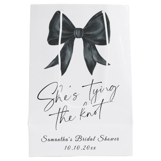 Black Bow Ze bindt het knoop Vrijgezellenfeest Medium Cadeauzakje (Achterkant)