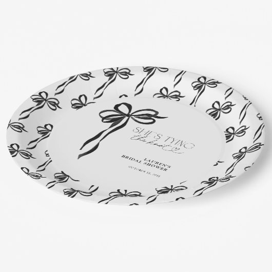 Black Bow Ze bindt het knoop Vrijgezellenfeest Papieren Bordje (Gekanteld)