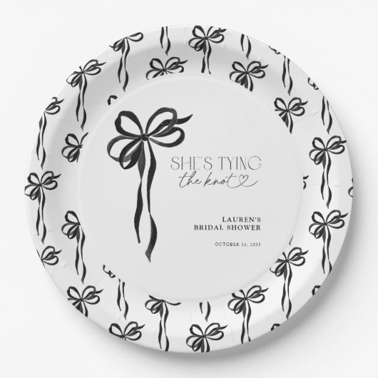 Black Bow Ze bindt het knoop Vrijgezellenfeest Papieren Bordje (Voorkant)