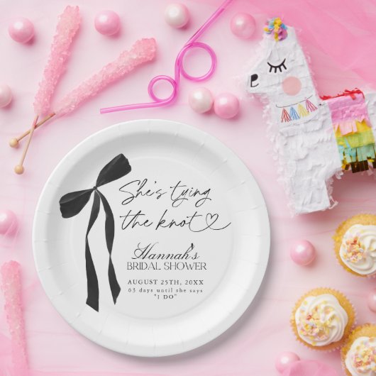 Black Bow Ze bindt het knoop Vrijgezellenfeest Papieren Bordje (Feest)