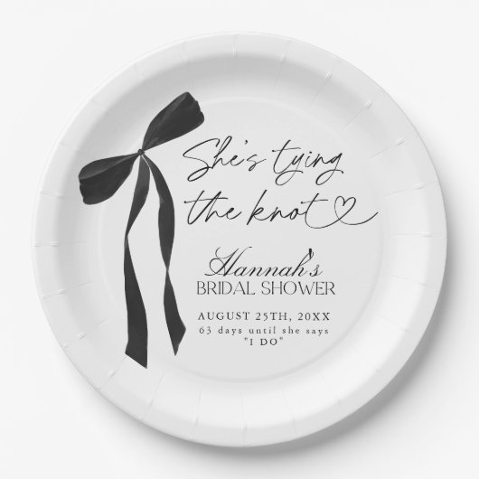 Black Bow Ze bindt het knoop Vrijgezellenfeest Papieren Bordje (Voorkant)