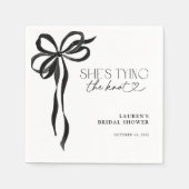 Black Bow Ze bindt het knoop Vrijgezellenfeest Servet (Voorkant)