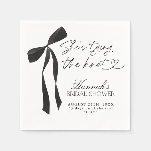 Black Bow Ze bindt het knoop Vrijgezellenfeest Servet (Voorkant)
