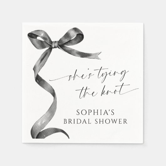 Black Bow Ze bindt het knoop Vrijgezellenfeest Servet (Voorkant)