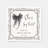 Black Bow Ze bindt het knoop Vrijgezellenfeest Servet (Voorkant)