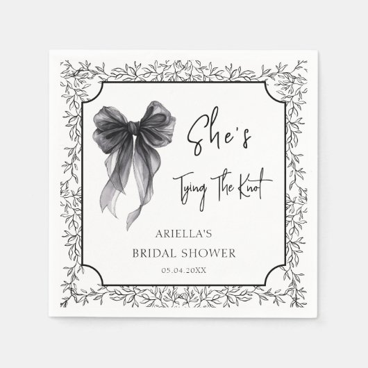 Black Bow Ze bindt het knoop Vrijgezellenfeest Servet (Voorkant)