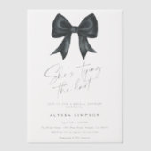 Black Bow Ze bindt het knoop Vrijgezellenfeest Vellum Uitnodigingen (Voorkant)