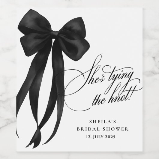 Black Bow Ze bindt het knoop Vrijgezellenfeest Wijn Etiket (Enkel label)