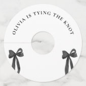 Black Bow Ze bindt het knoop Vrijgezellenfeest Wijnglaslabel (Voorkant)
