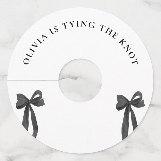 Black Bow Ze bindt het knoop Vrijgezellenfeest Wijnglaslabel (Voorkant)