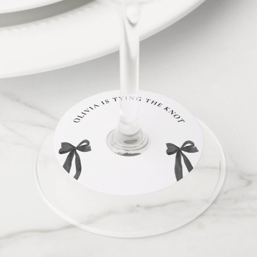 Black Bow Ze bindt het knoop Vrijgezellenfeest Wijnglaslabel (Dichtbij)