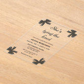 Black Bow Ze is de knoop Vrijgezellenfeest Acryl Uitnodigingen (Laagn)