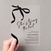 Black Bow Ze is de knoop Vrijgezellenfeest Acryl Uitnodigingen (Insitu (Draagbaar))