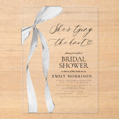 Black Bow Ze is de knoop Vrijgezellenfeest Acryl Uitnodigingen (Voorkant)