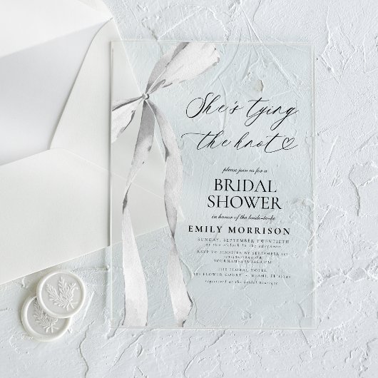 Black Bow Ze is de knoop Vrijgezellenfeest Acryl Uitnodigingen