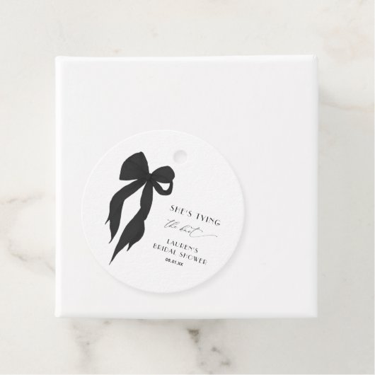 Black Bow Ze is de knoop Vrijgezellenfeest Bedankjes Labels (In situ)