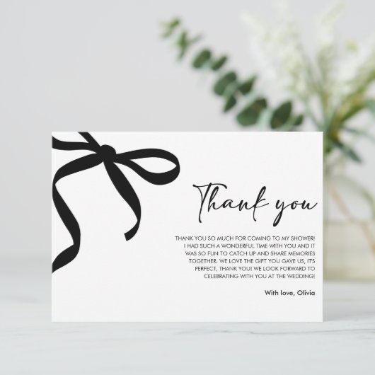 Black Bow Ze is de knoop Vrijgezellenfeest Bedankkaart (Staand voorkant)