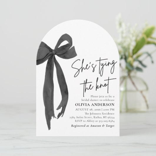 Black Bow Ze is de knoop Vrijgezellenfeest Kaart (Staand voorkant)