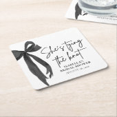 Black Bow Ze is de knoop Vrijgezellenfeest Kartonnen Onderzetters (Schuin)