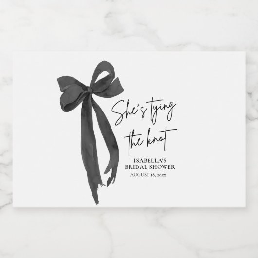 Black Bow Ze is de knoop Vrijgezellenfeest Likeurfles Etiket (Enkel label)