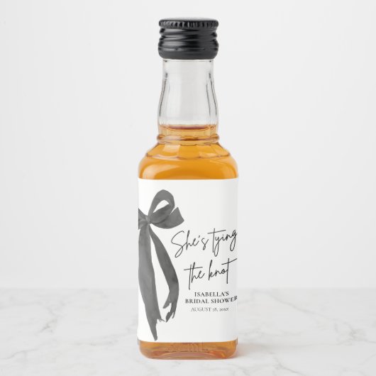 Black Bow Ze is de knoop Vrijgezellenfeest Likeurfles Etiket (Voorkant)