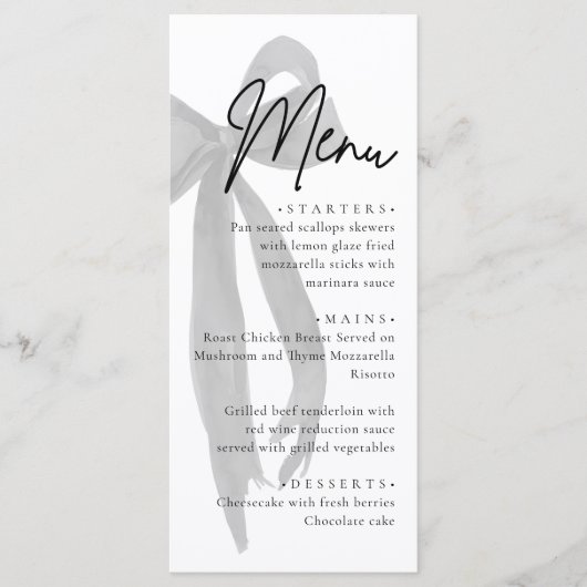 Black Bow Ze is de knoop Vrijgezellenfeest Menu (Voorkant)