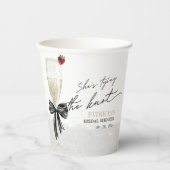 Black Bow Ze is de knoop Vrijgezellenfeest Papieren Bekers (Voorkant)