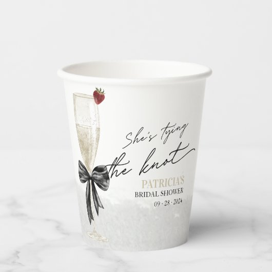 Black Bow Ze is de knoop Vrijgezellenfeest Papieren Bekers (Voorkant)