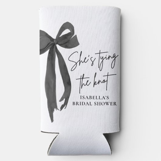 Black Bow Ze is de knoop Vrijgezellenfeest Seltzer Blikjeskoeler (Achterkant)