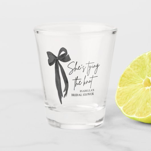 Black Bow Ze is de knoop Vrijgezellenfeest Shot Glas (Voorkant)
