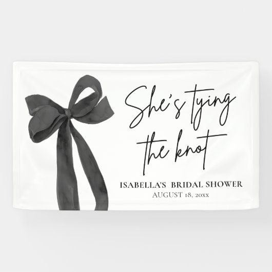 Black Bow Ze is de knoop Vrijgezellenfeest Spandoek (Horizontaal)