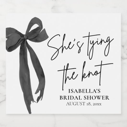 Black Bow Ze is de knoop Vrijgezellenfeest Sparkling Wijnetiket (Enkel label)