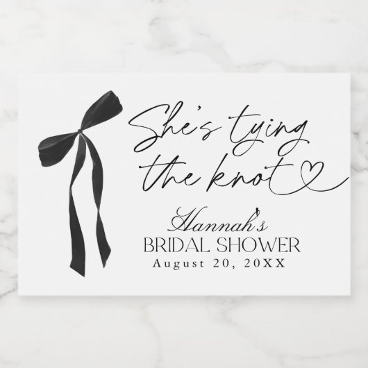 Black Bow Ze is de knoop Vrijgezellenfeest Sparkling Wijnetiket (Enkel label)