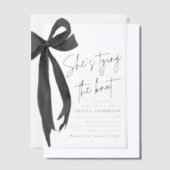 Black Bow Ze is de knoop Vrijgezellenfeest Vellum Uitnodigingen (Offset)