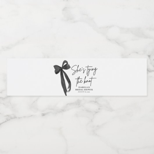 Black Bow Ze is de knoop Vrijgezellenfeest Waterfles Etiket (Enkel label)