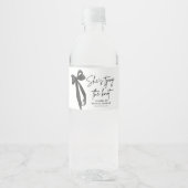 Black Bow Ze is de knoop Vrijgezellenfeest Waterfles Etiket (Voorkant)