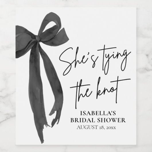 Black Bow Ze is de knoop Vrijgezellenfeest Wijn Etiket (Enkel label)