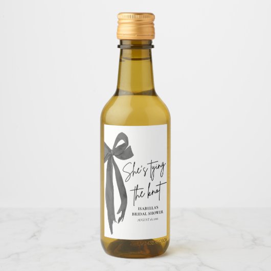 Black Bow Ze is de Knot Vrijgezellenfeest Mini aan Wijn Etiket (Voorkant)