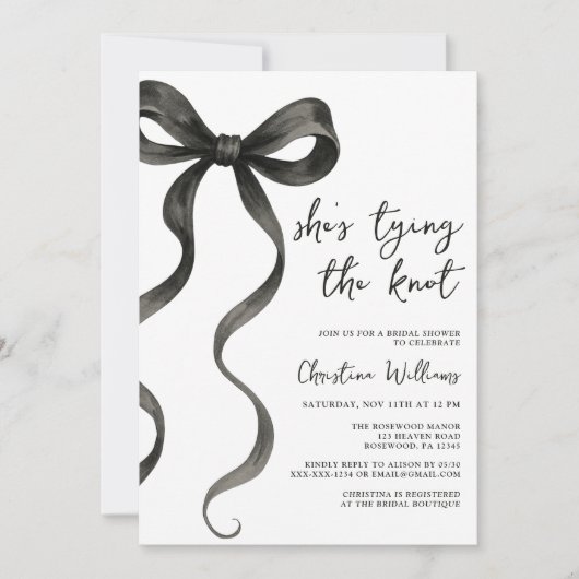 Black Bow Ze is het knopen van de knoop Vrijgezell Kaart (Voorkant)