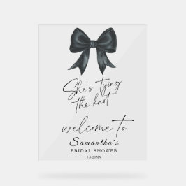 Black Bow Ze knoopt de knoop Bridal Welcome Acryl Bord
