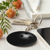 Black Bowling Ball Plain Simple Sleutelhanger (Zijkant)